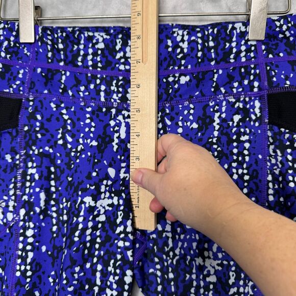 Athletha Capri Leggings Womens Small Purple Black Abstract Print Pockets - Picture 9 of 11